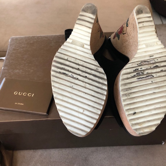 Gucci Tattoo Suede Wedges - Picture 3 of 7